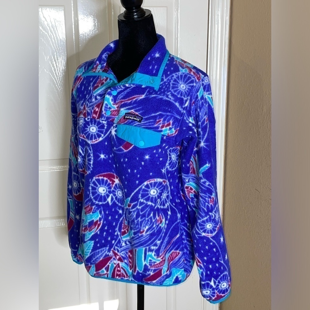 Vintage Patagonia Fleece Synchilla Jacket Rare Owl Creature Pattern womens M - Picture 2 of 13